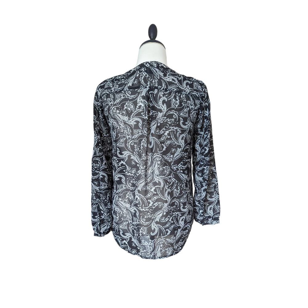 Gap Black and White Floral Sheer Blouse Size S - Picture 5 of 6